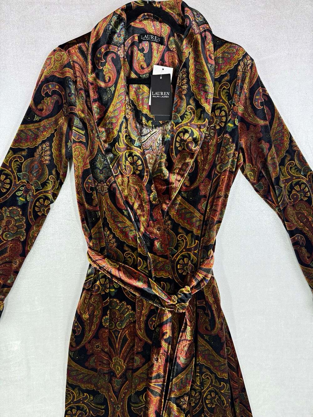 Lauren Ralph Lauren Velvet Paisley Robe S Long Shawl Collar Luxury Boho Gift NWT